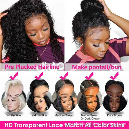 Water Wave Lace Front Wigs Human Hair 4x4 Lace Closure Wigs for Black Women Brazilian Virgin Hair Wet and Wavy Wig Natural Color